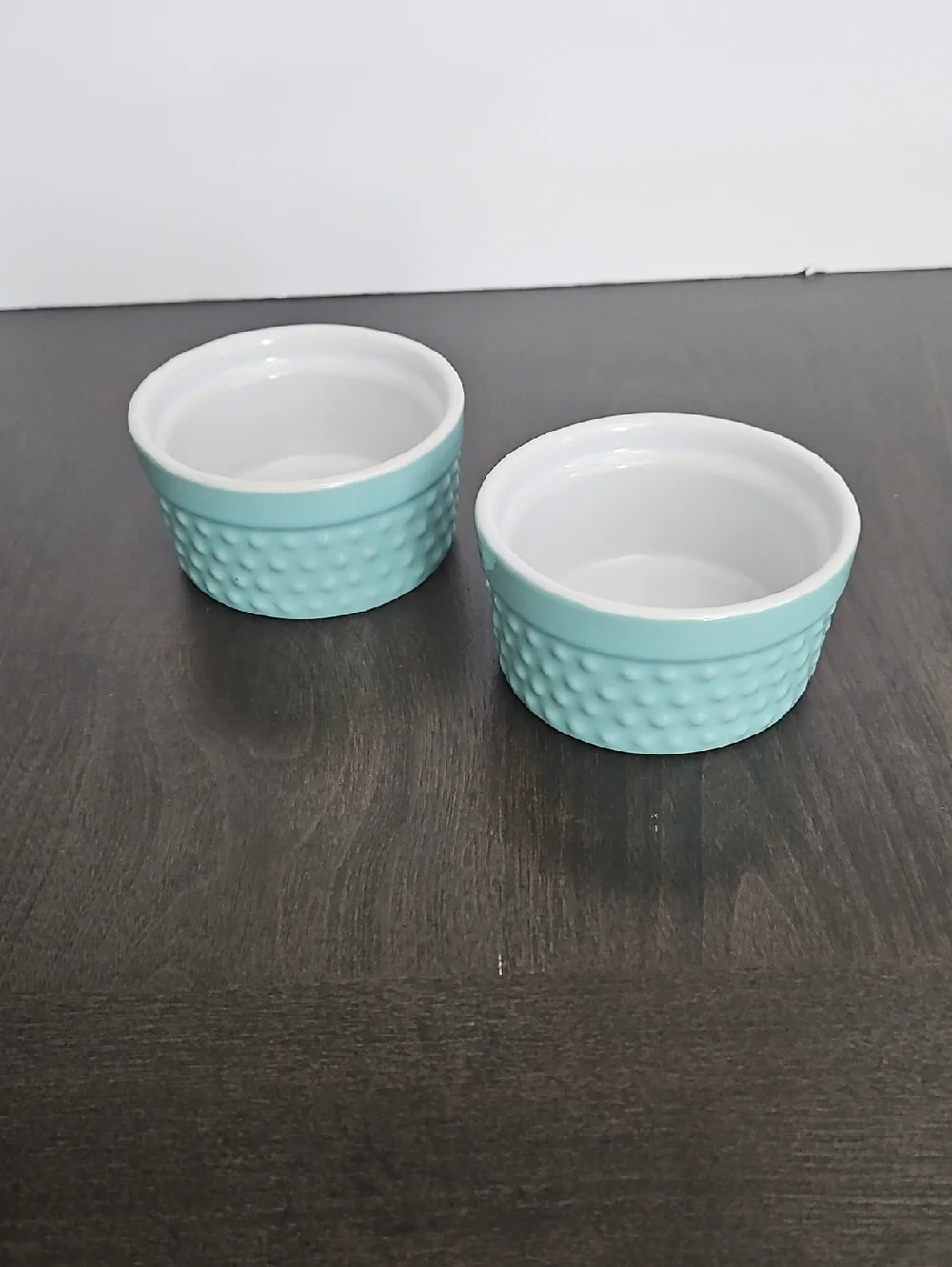 Set Of 2 Pier 1 Mint Blue Textured Ceramic Ramekin Dish